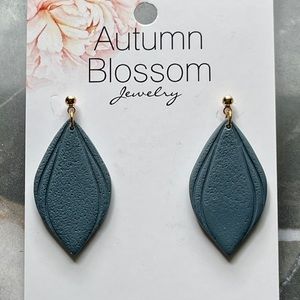 Handmade turquoise-ish gray drop earrings